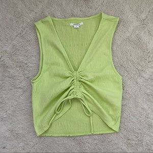 Drawstring neon green crop top